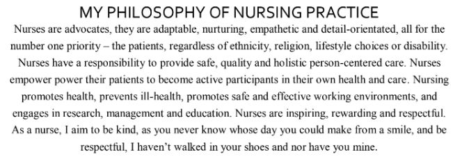 phylosophy nursing practice