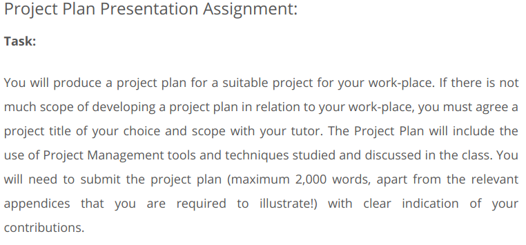 project management assignment sample