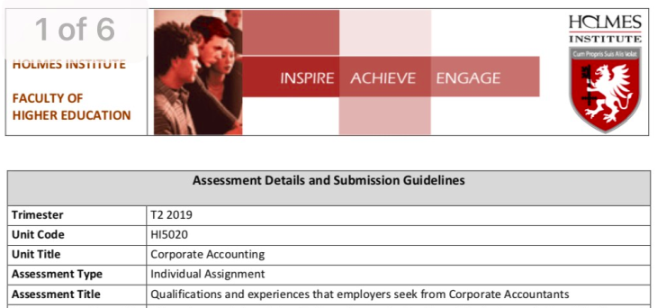 hi5020 corporate accounting assignment sample