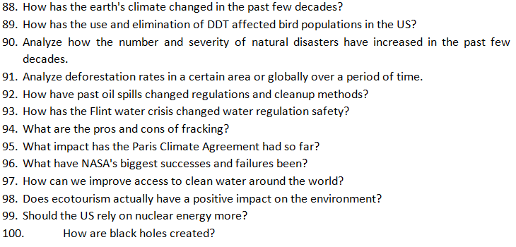 research paper topics for environmental science