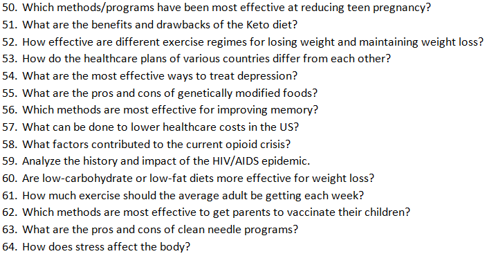 research paper topics for health