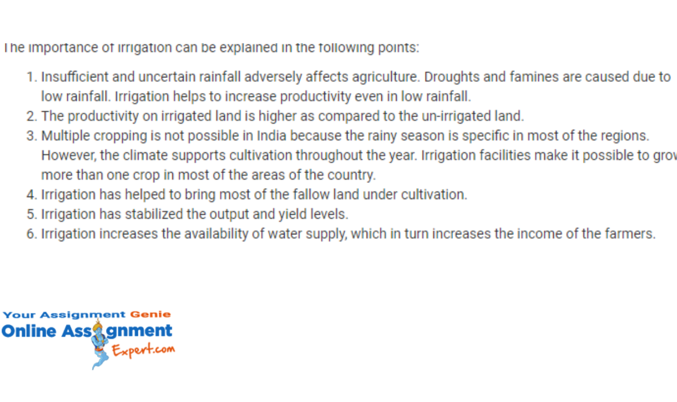 Importance of Irrigation
