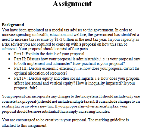 advanced public finance and taxation assignment sample