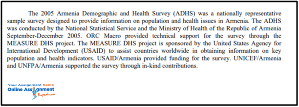 armenia demographic and health survey adhs