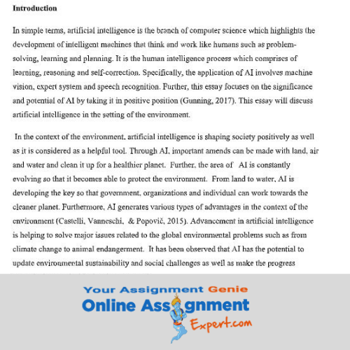 artificial intelligence assignment solution