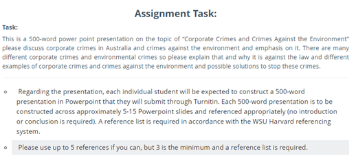 assignment task of environmental law