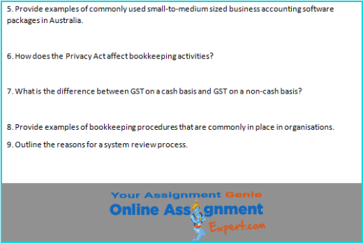 bookkeeping assignment solution