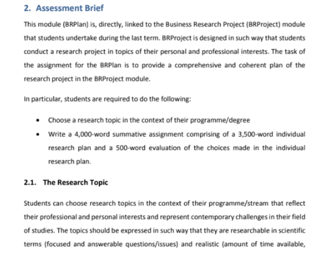 business research methods assignment example