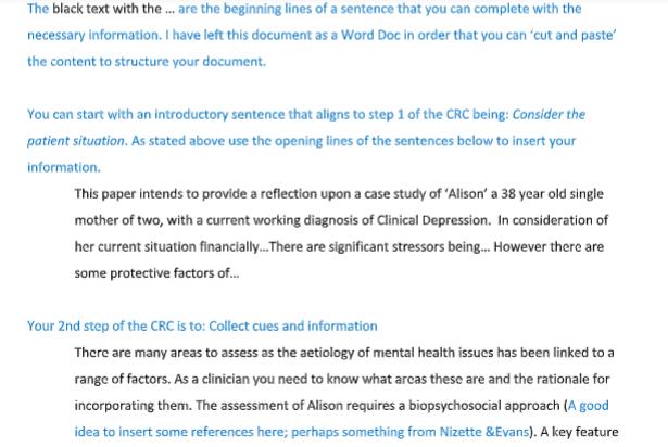 clinical instruction assignment question