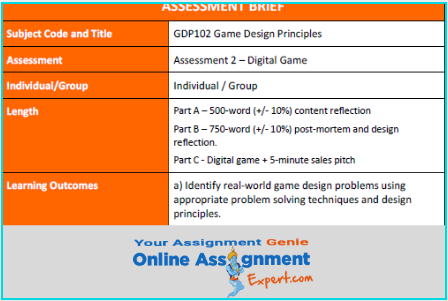 computer games design development assignment sample