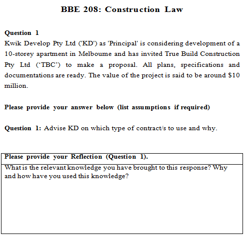 construction law assignment question