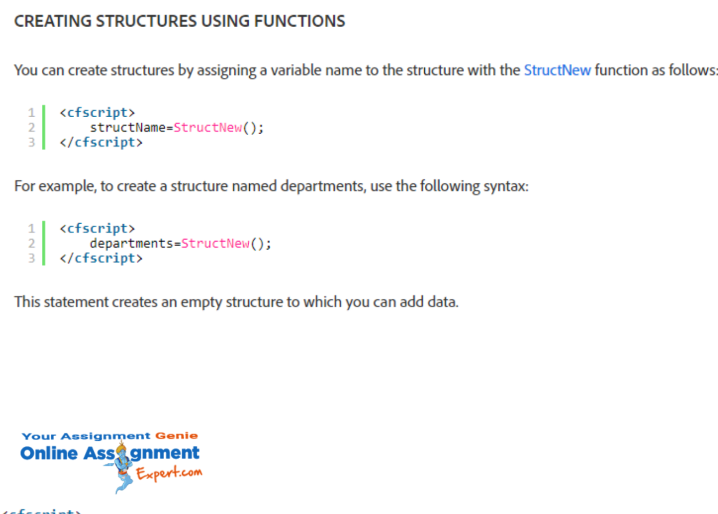 creating structures using functions