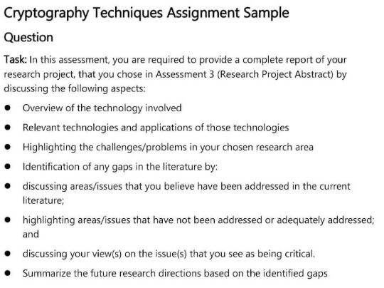 cryptography techniques assignment sample