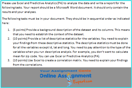 descriptive statistics assignment sample