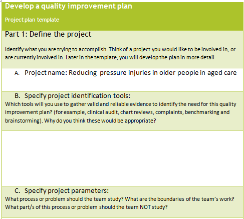 develop a quality improvement plan