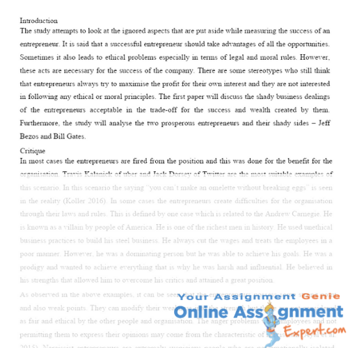 Entrepreneurship Theory & Practice Assignment solution
