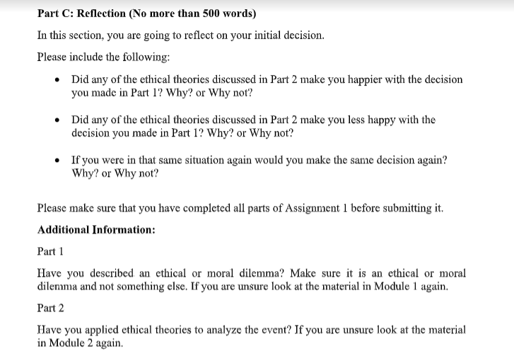 ethical dilemma assignment question