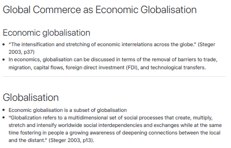 global commerce as economic globalisation