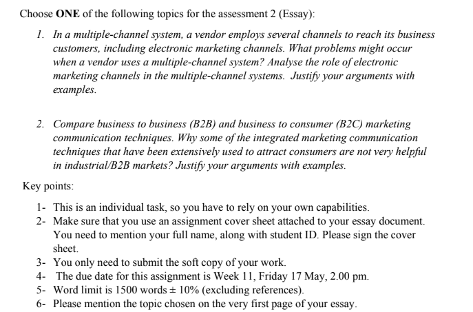 marketing channel management assignment sample